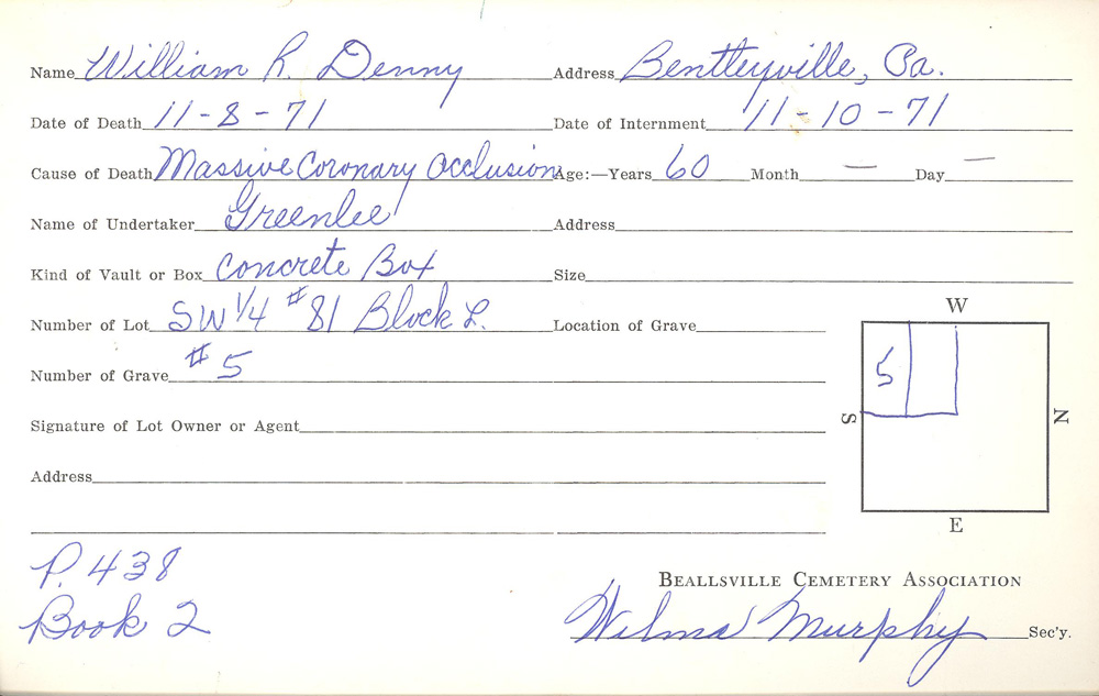 burial card